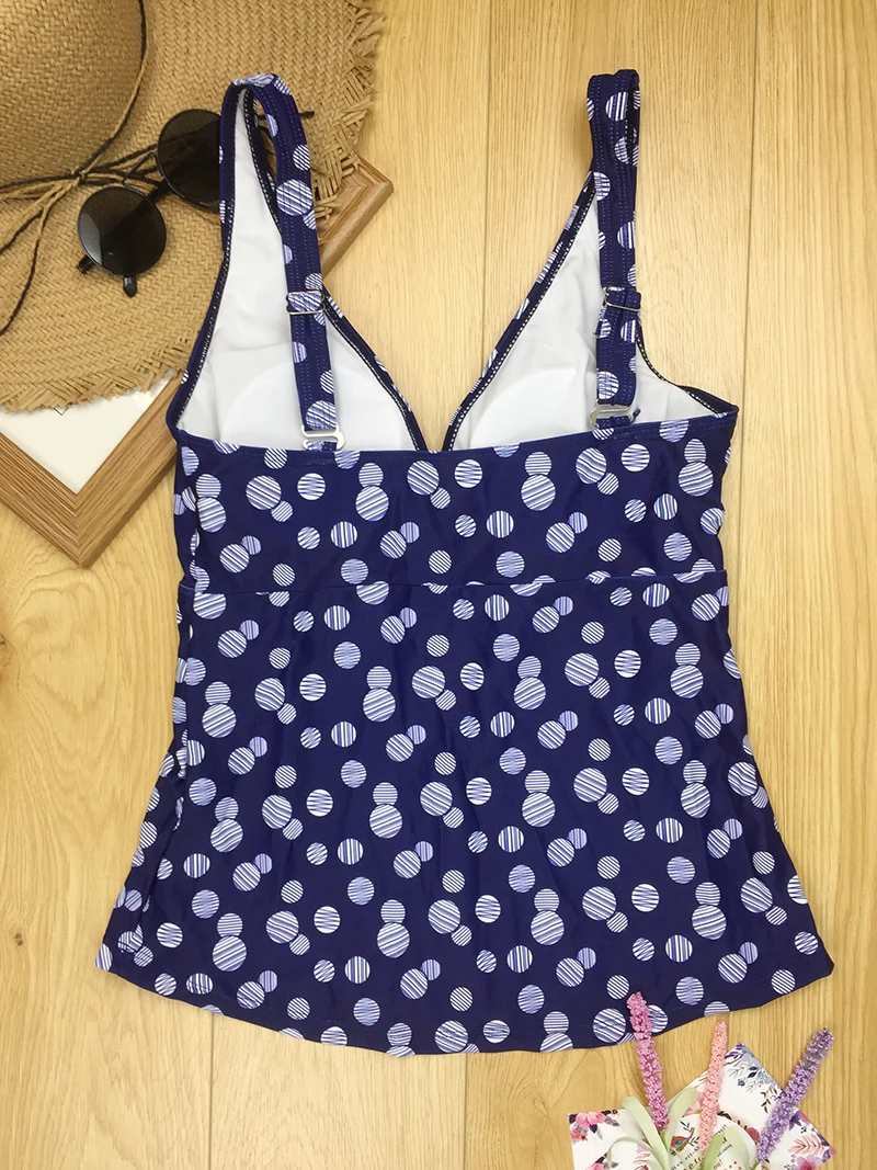 Женский купальник в горошек с v образным вырезом Раздельный Танкини размера плюс