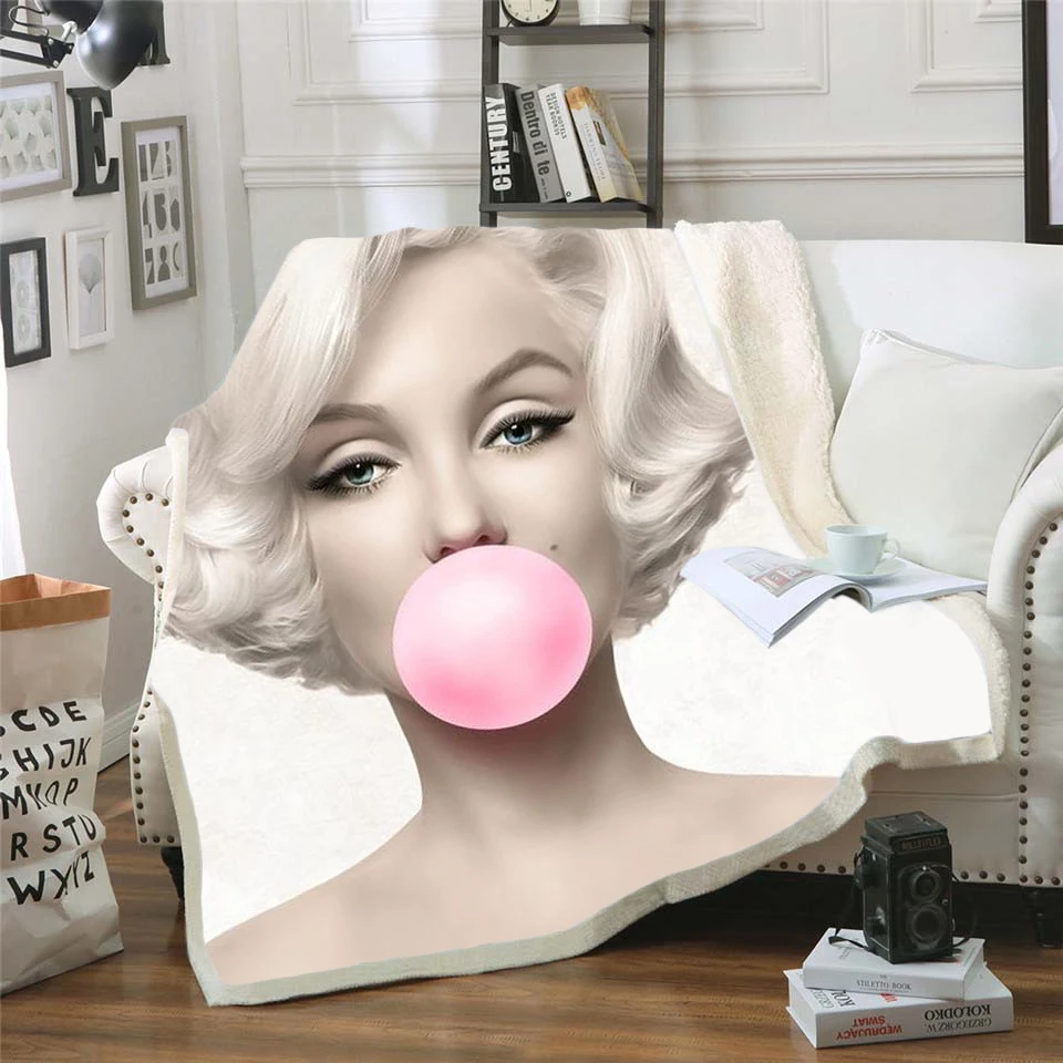 Флисовое одеяло Marilyn Monroe с 3d рисунком для кровати походов пикника толстое