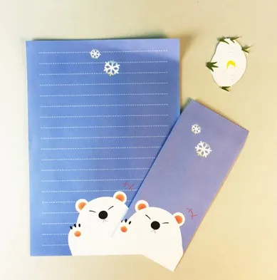 9Pcs/Pack Kawaii Cartoon Collection Animals Envelopes Four Design with Letter 6 Pcs Letter+ 3 Pcs Writing Paper Set