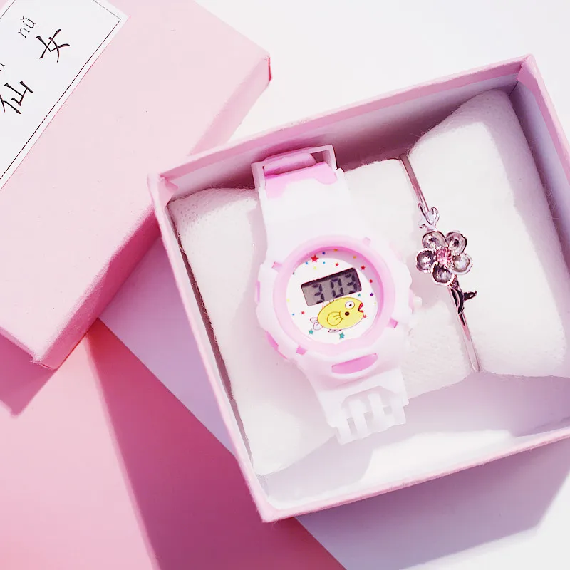 Модный корейский Детский Электронный силиконовый ремешок для часов спортивные цифровые наручные часы подарок на день рождения ребенка - Цвет: pink