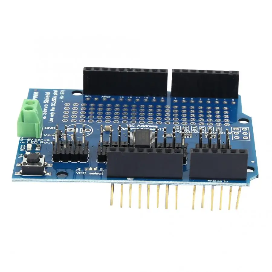 16 каналов 12 бит Servo Shield PWM Motor Driver Shield 40~ 1000 Гц 3~ 5 В Логический выход удобный