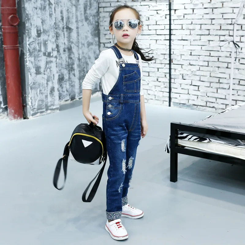 

Girls' Trousers 2018 Spring And Autumn Childrenswear Children Casual Jeans Middle And Large Girls Trousers GIRL'S with Holes Sus