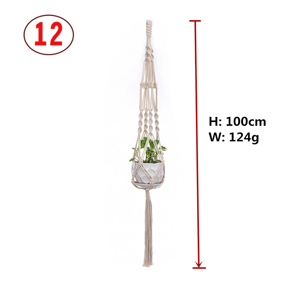 Plant Holder Basket Handmade Macrame Plant Hanger Flower Pot Hanger For Wall Decoration Countyard Garden Knotted Lifting Rope