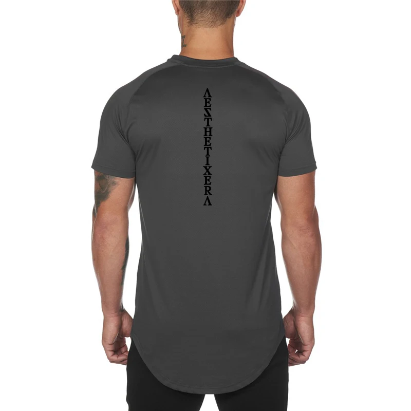 Men's Short Sleeve Running Men Mesh Quick Dry T-Shirts Running Slim Fit Tops Tees Sport Men's Fitness Gym T Shirts Muscle Tee