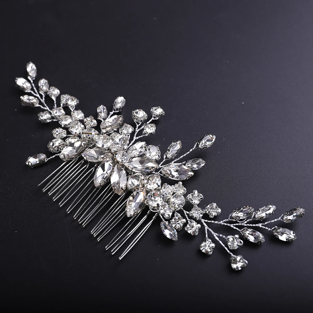 Peigne à Chignon Art Déco – Argenté Avec Strass Blanc – Style Vintage – Fabrication Récente