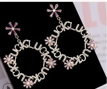 

colorful low price high quality diamond crystal snow flower circle lady's earings up-market 32.5h
