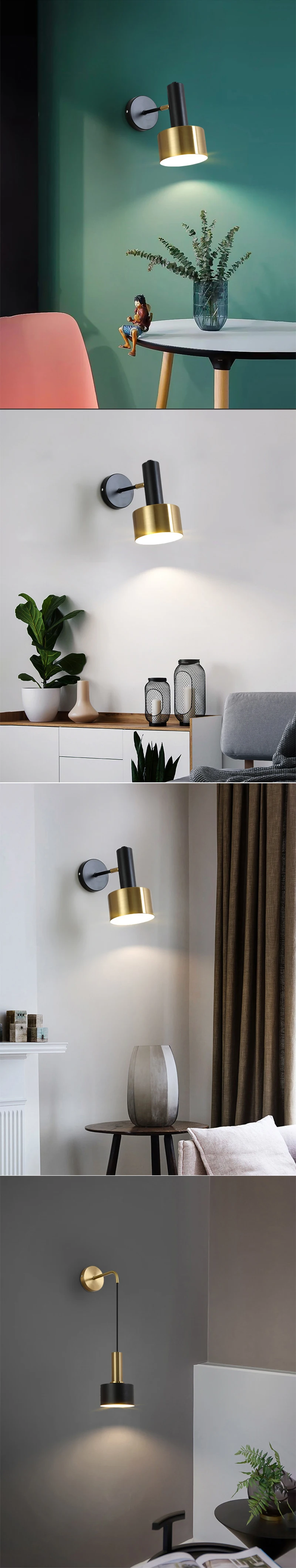 Modern Adjustable Bedside Lamp Wall Lamp Black Gold Luxury Nordic Up Down Reading Light Wall Light Sconce for Aisle Indoor E27
