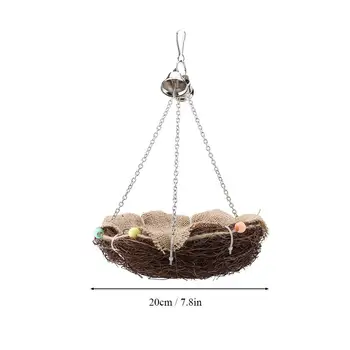 Parrot Hanging Rest Nest Basket Cage Birds Toy With Bell Bite Pet Cockatiel Parakeet Funny Stand Rest Perch Swing 5 3