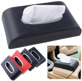 

Black Leather Tissue Box Cover Pumping Paper Hotel Car Home Napkin Holder Case