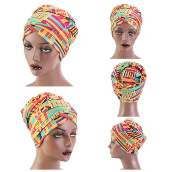

Cotton Pattern Hair Caps Headscarf Women Ladies Scarf Hat Headwrap Long Tail Night Sleeping Cap Hair Styling Accessories