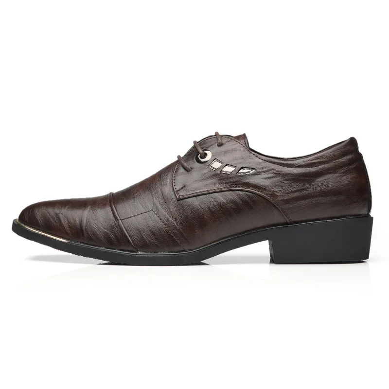 Для мужчин платье Оксфорд обувь, деловая, официальная Мужские кожаные туфли на шнуровке; острый носок Мужская обувь в британском стиле коричневый, черный - Цвет: Коричневый