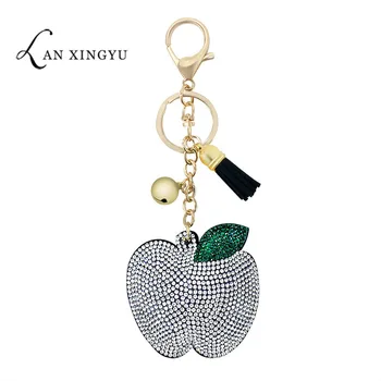 

Factory direct sale multi-color Korean fleece apple keychain pendant girls bag tassel ornament fruit jewelry