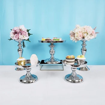 

3pcs -5pcs silver miror cake display trays cake round plate