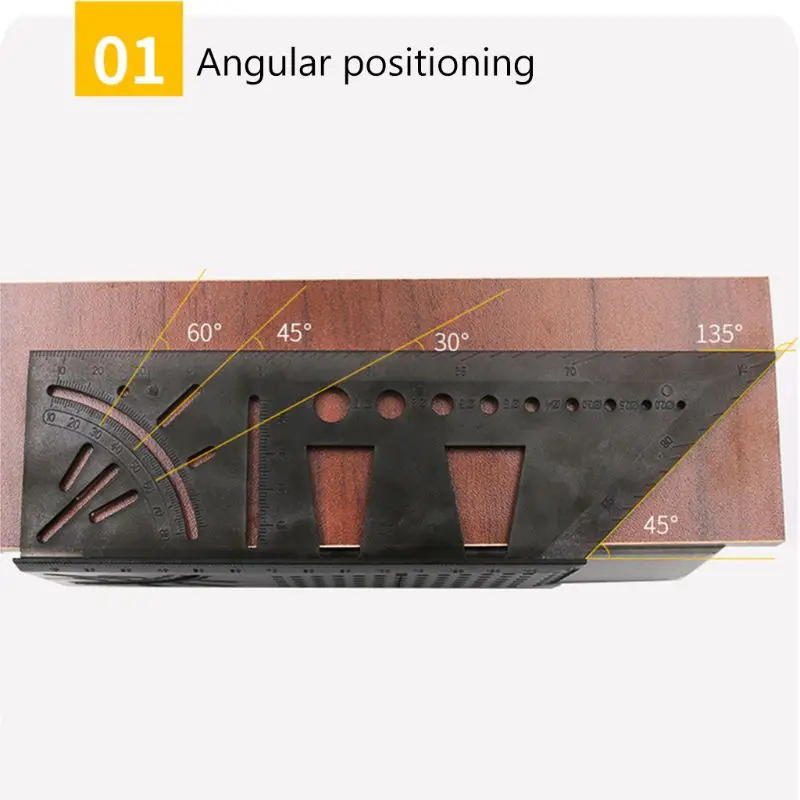 Деревообрабатывающая квадратная линейка 3D макет Miter Калибр Угол транспортир Scriber 90c 45c 18DEC31