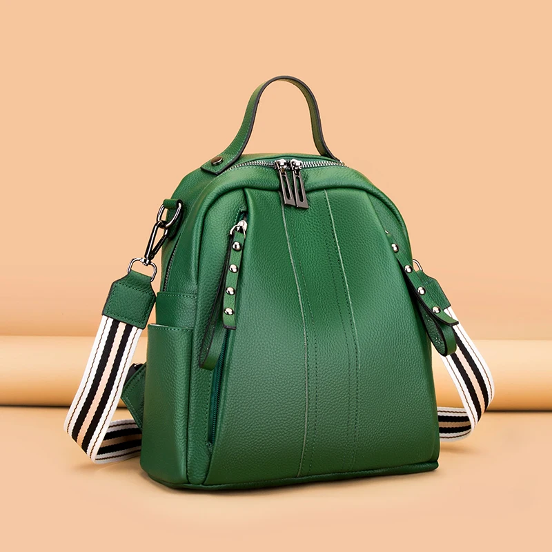 100% Genuine Leather Women's backpack Casual Waterproof real Cowhide Backpacks Female Luxury Back pack Women Travel Shoulder Bag