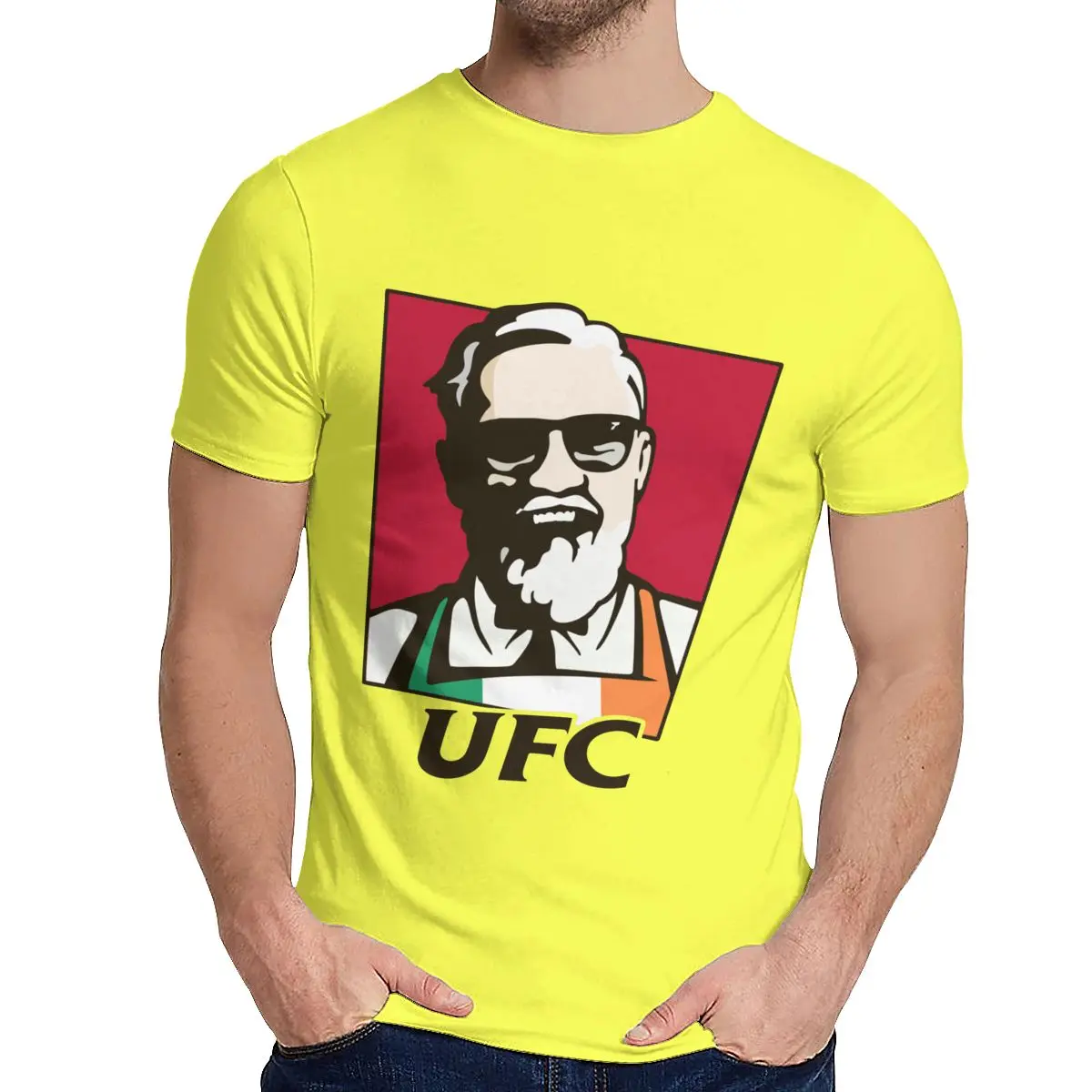 Цвет: желтый Мужская футболка Conor McGregor UFC, удобная мужская футболка для отдыха с круглым вырезом и рисунком - Цвет: Цвет: желтый