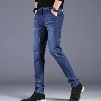 

Slim Stretch Jeans Men Spring Plus Size Jeans Men Big Size 36 Straight Jeans Men Casual Feet Pants Blue Color Business Jeans