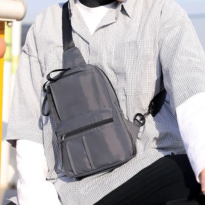 Men's Chest Bag Outdoor Multi-Function Messenger Bag Multi-Layer Zipper Pack Shoulder Pocket Rucksack Bag