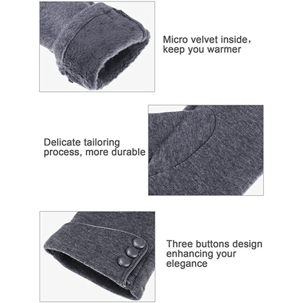 3 пары, женские зимние перчатки, теплые перчатки для телефона, ветрозащитные перчатки для девочек#5D04