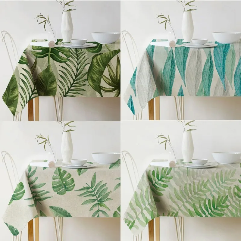 

Nordic Palm Leaves Plant Printed Tablecloth Waterproof Tablecloth Linen Polyester Rectangular Dining Table Cloth Decor Textile