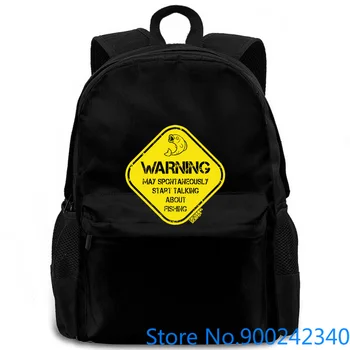 

Warning May Talking about Fishinger Fish Fly Angling Birthday women men backpack laptop travel school adult student
