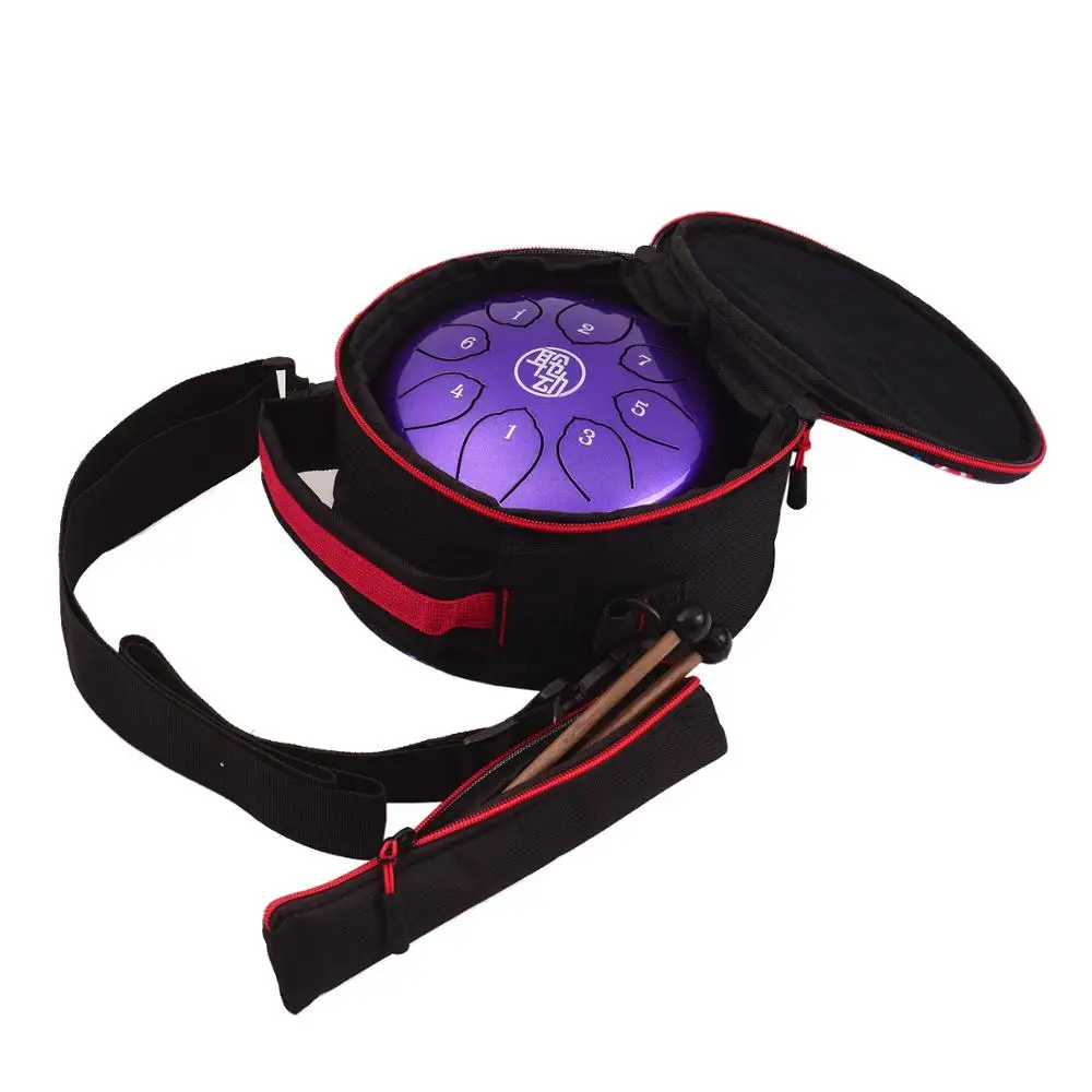 6 Inch Steel Tongue Drum Handpan Drum 8-Notes C-Key Percussion Instrument with Mallets Bag Wiping Cloth