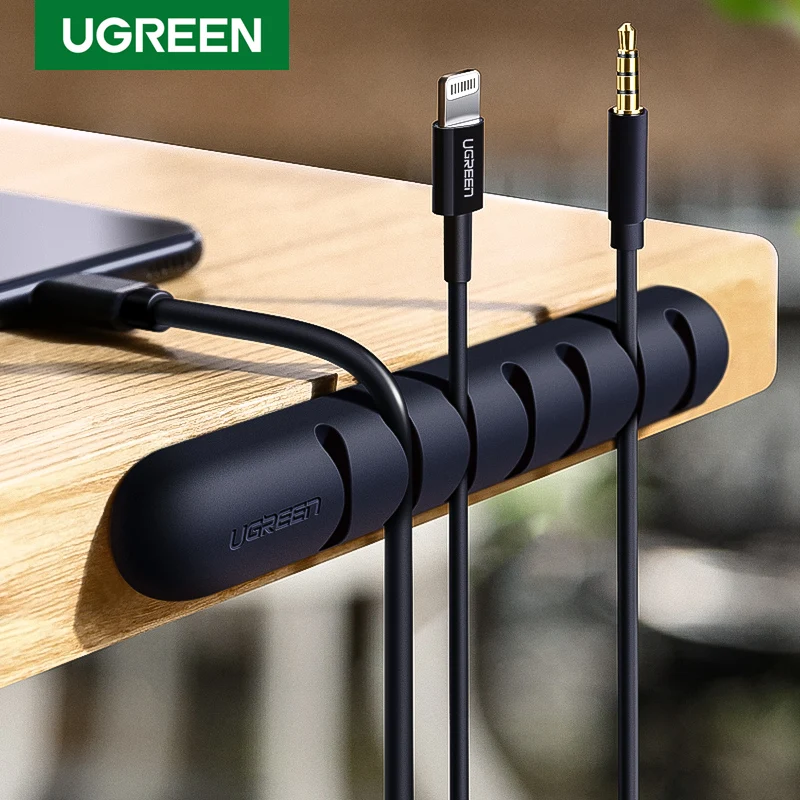 Ugreen Кабельный органайзер силиконовый USB устройство для сматывания кабеля гибкие зажимы для управления кабелем держатель кабеля для мыши наушники