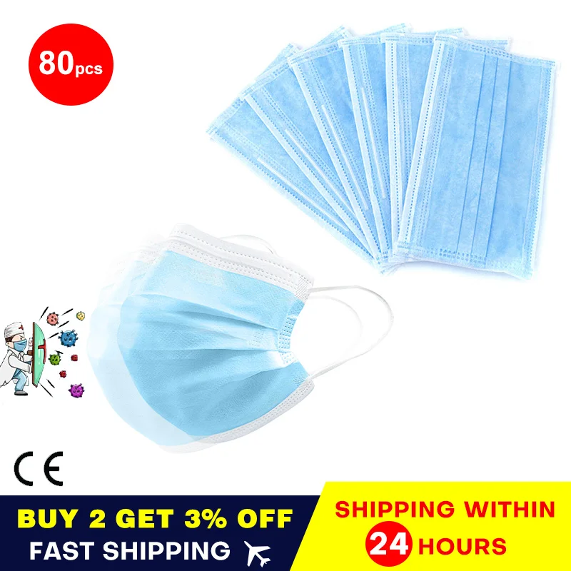 

Disposable Masks 3 Layers Non Woven Safety Protection Mask Anti-Pollution Hanging Ear Mouth Masks Fast Shipping