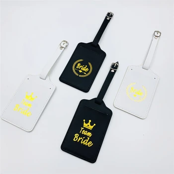 

Wedding Decoration Team Bride Luggage Tag Leather Bride Shower Suitcase ID Addres Portable Label Bride To Be Bachelorette Party