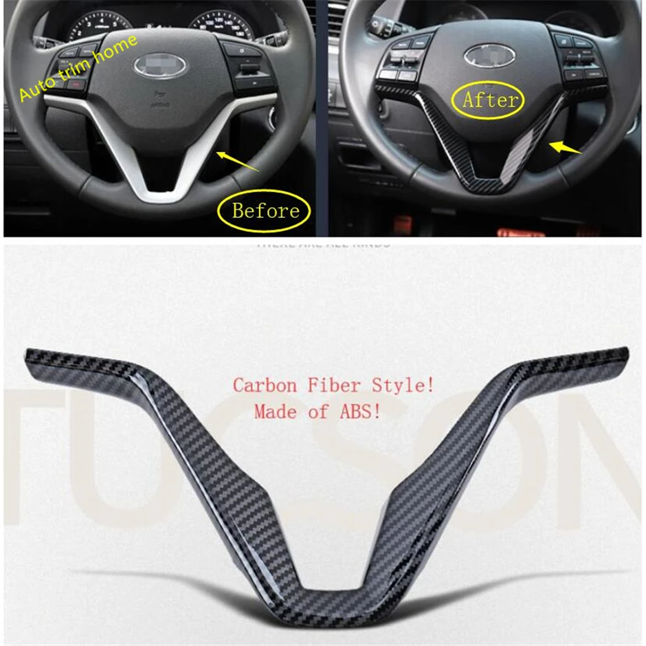 Lapetus Авто рулевая лента для колес крышка отделка Подходит для Hyundai Tucson авто аксессуары ABS Красный/углеродного волокна