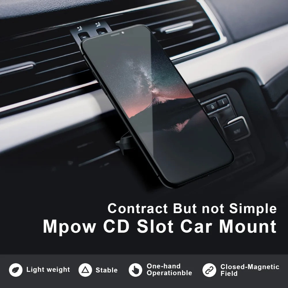 Mpow 098A Universal CD Slot Car Mount Stand Easy Installation Car Phone Holder 360 Degree Rotatable Magnetic GPS Holder For Car (1)