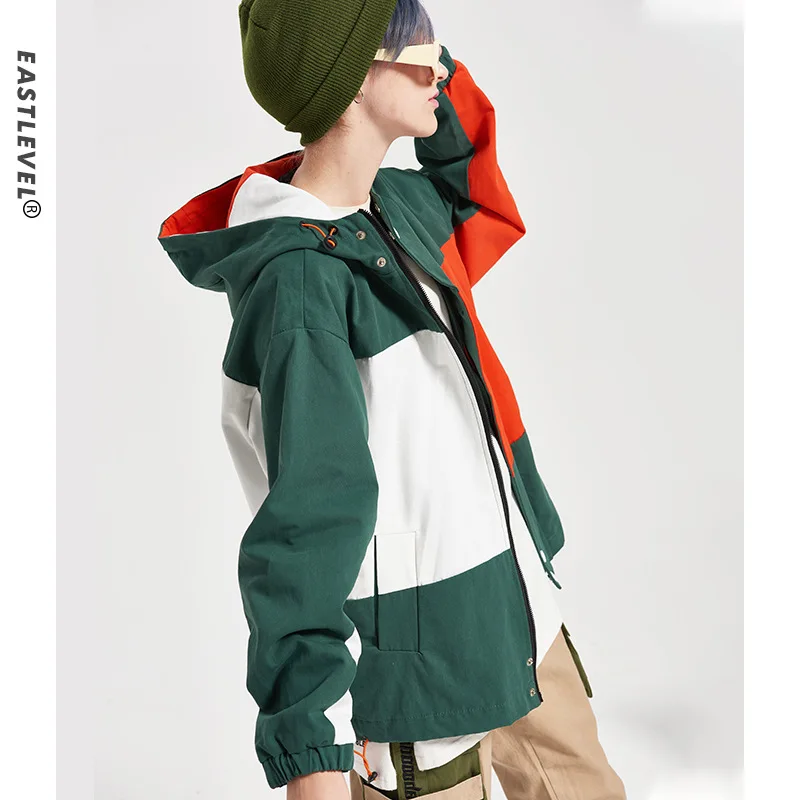 

ETE Men'S Wear Autumn And Winter Jacket Men's Popular Brand Europe And America Hip Hop Loose-Fit Hooded Coat Contrast Color Join