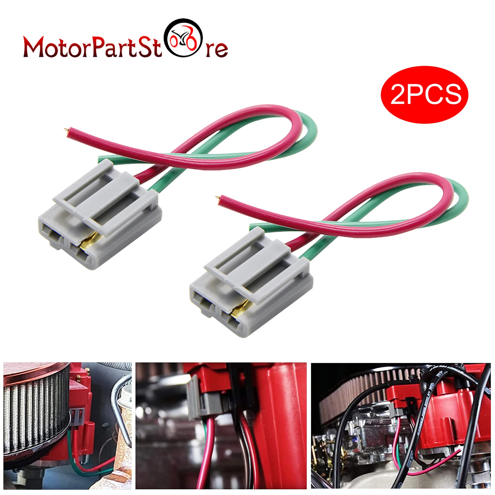 2 Pack HEI Distributor Connector Pigtail Wire Harness 12V Tachometer