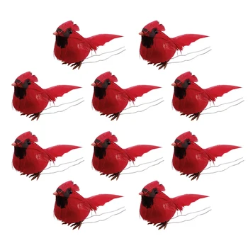 

10pcs Red Portable DIY Foam Tree Hanging Christmas Cardinal Birds Artificial Festival Home Garden Decoration Pendant Kids Toy