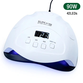 

New 90W SUNX7 Plus LED UV Lamp Double light Smart Auto Sensor Nail Dryer Fingernail Toenail Gel Curing Manicure Machine
