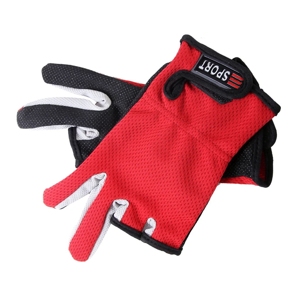 1 Pair Anti Slip 3 Low Cut Finger Fishing Gloves With Adjustable Wrist Strap Fishing Gloves for Fishing Camping 