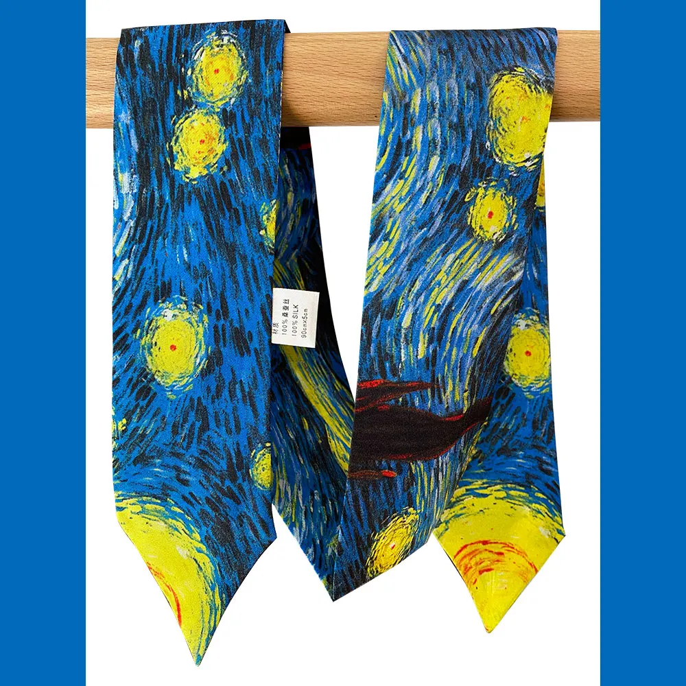 

Высококачественный тонкий шарф из натурального шелка, Женский Галстук, женский шарф, декоративная лента для сумок, длинные женские шарфы