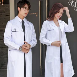 S-2XL 4Styles Single-breasted White Long Nurse Doctor Work Clothes With Pockets Simple Men Women Lab Overalls Uniform Wear