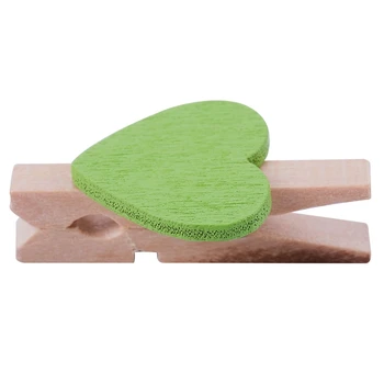 

Mini Love Heart Shape Wooden Clips Message Photo Holder Album Card Paper Pegs Decor Photography - Green 20 Pcs