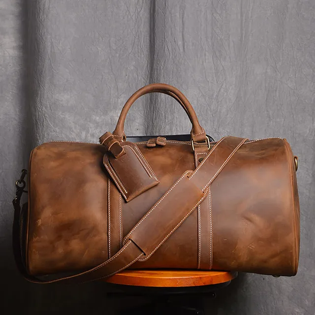 Luufan Vintage Geunine Leather Men's Travel Bag big Hand Luggage Bag Large Capacity Single Shoulder Messenger For 15 Inch Laptop 2