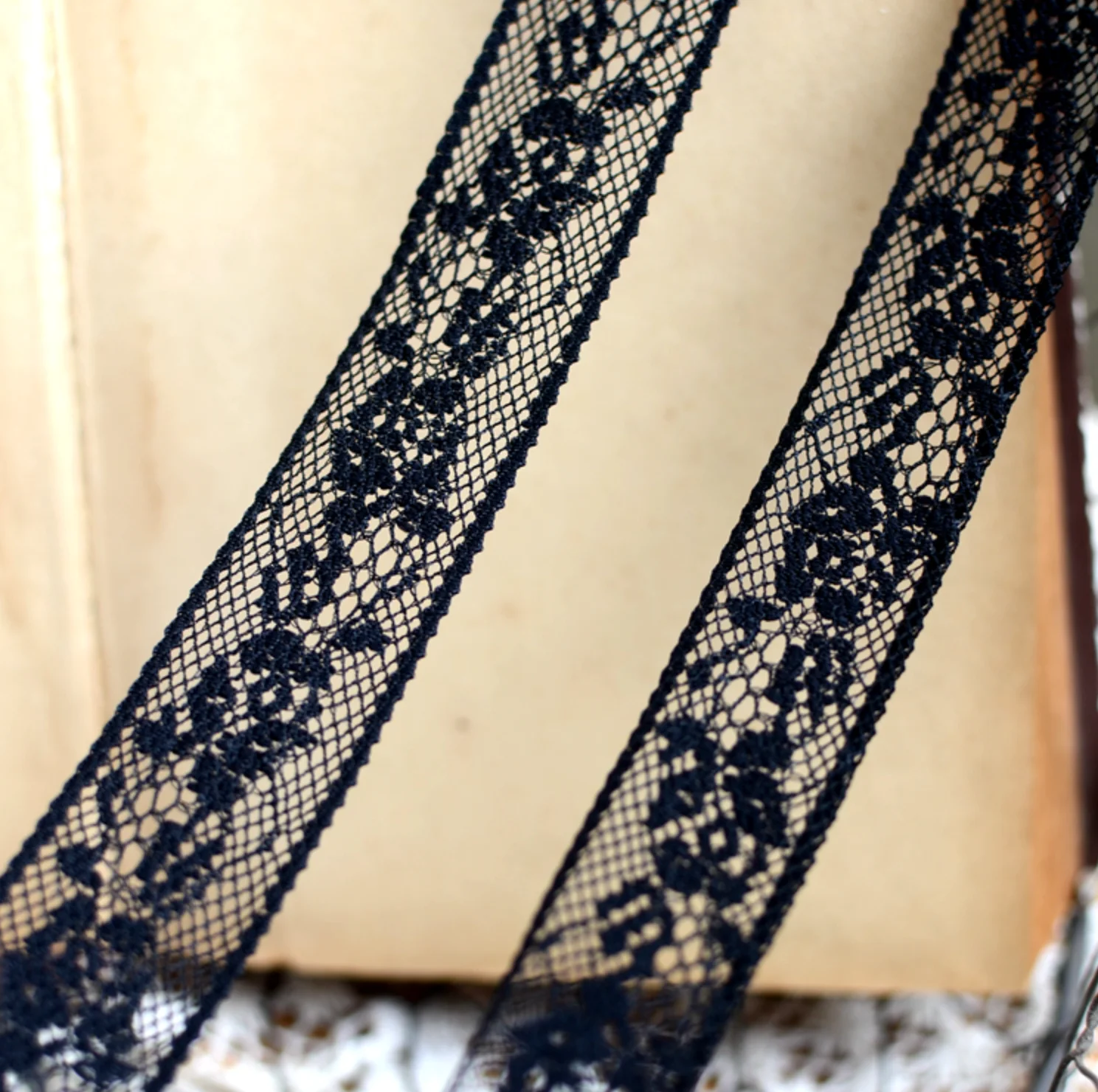 Yulakes Ruban En Dentelle Perlée De 1,8 M Pour Décoration De Vêtements, Robe De Mariée, Col Et Loisirs Créatifs (noir