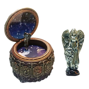 

Music Box Gifts Retro Style Round 12 Resin Electric Christmas Valentine's Day Home Decor Desktop Ornament Antique