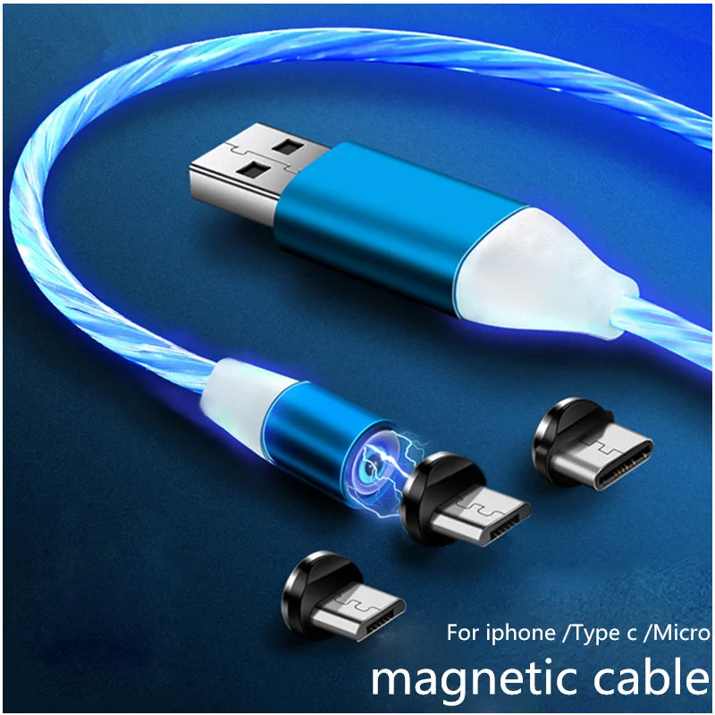 1M LED Micro USB Magnetic Cable For Samsung A51 A71 A50 A70 S10 S8 S9 S20 Plus Ultra Type C Charging Magnet Charger iPhone | Мобильные