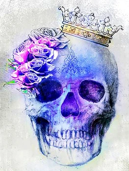 

RAILONCH DIY Diamond Painting Skull Full Drill Round Animal 5D Diamond Embroidery Picture Diamond Halloween Gift
