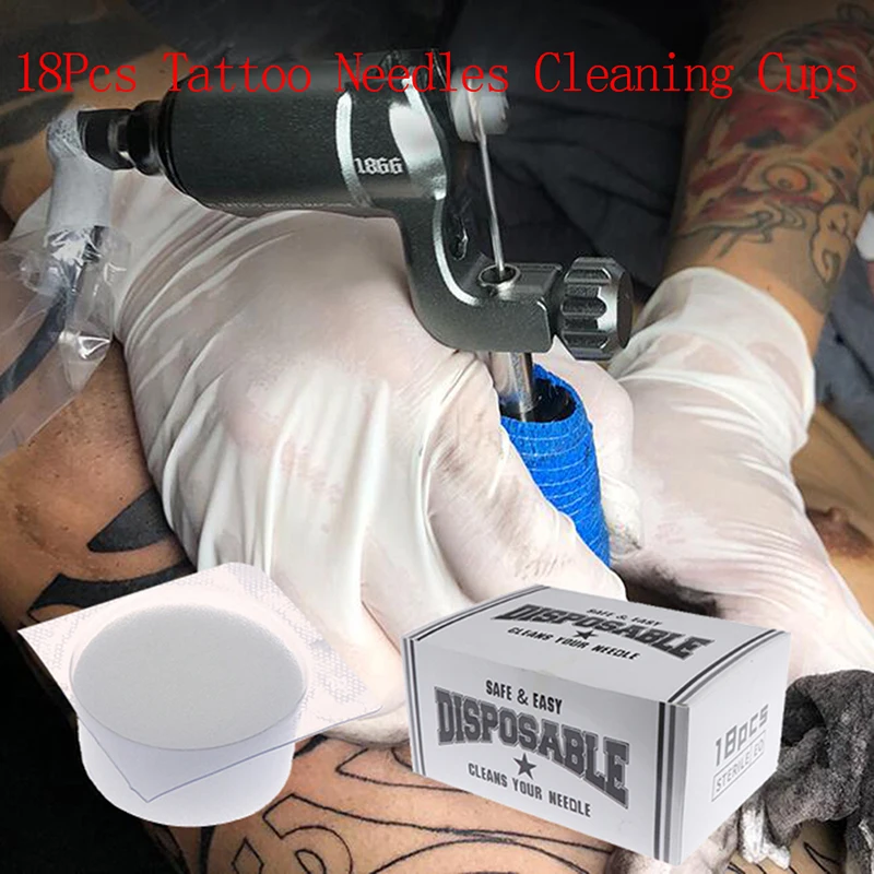18Pcs Professional Disposable Sterilized Tattoo Needle Dip Foam Cleaning Cup Tattoo Supplies accessories tatoo equipment