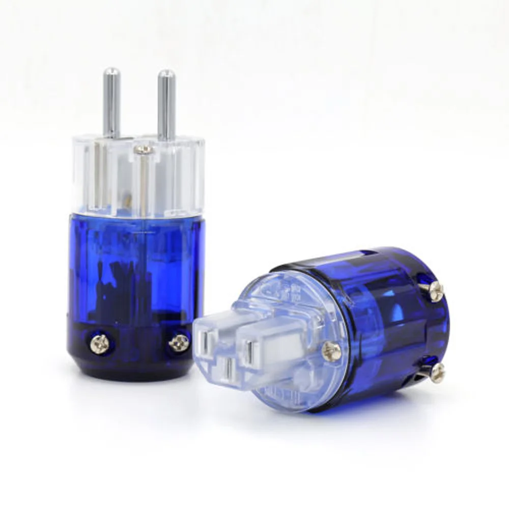 P-037E Platinum Plated EU Power plug + C-037 IEC Connector DIY Power Cable Accommodates Cable 10-21mm SCHUKO 2pcs