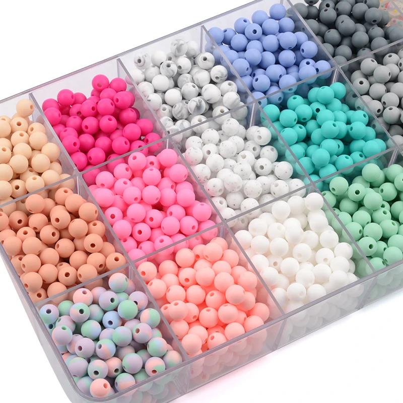 Silicone Teething Beads 50pcs Silicone Beads Pearl Food Grade Teething Beads DIY BPA Free Jewelry Baby Teether Toy Pacifier Chain