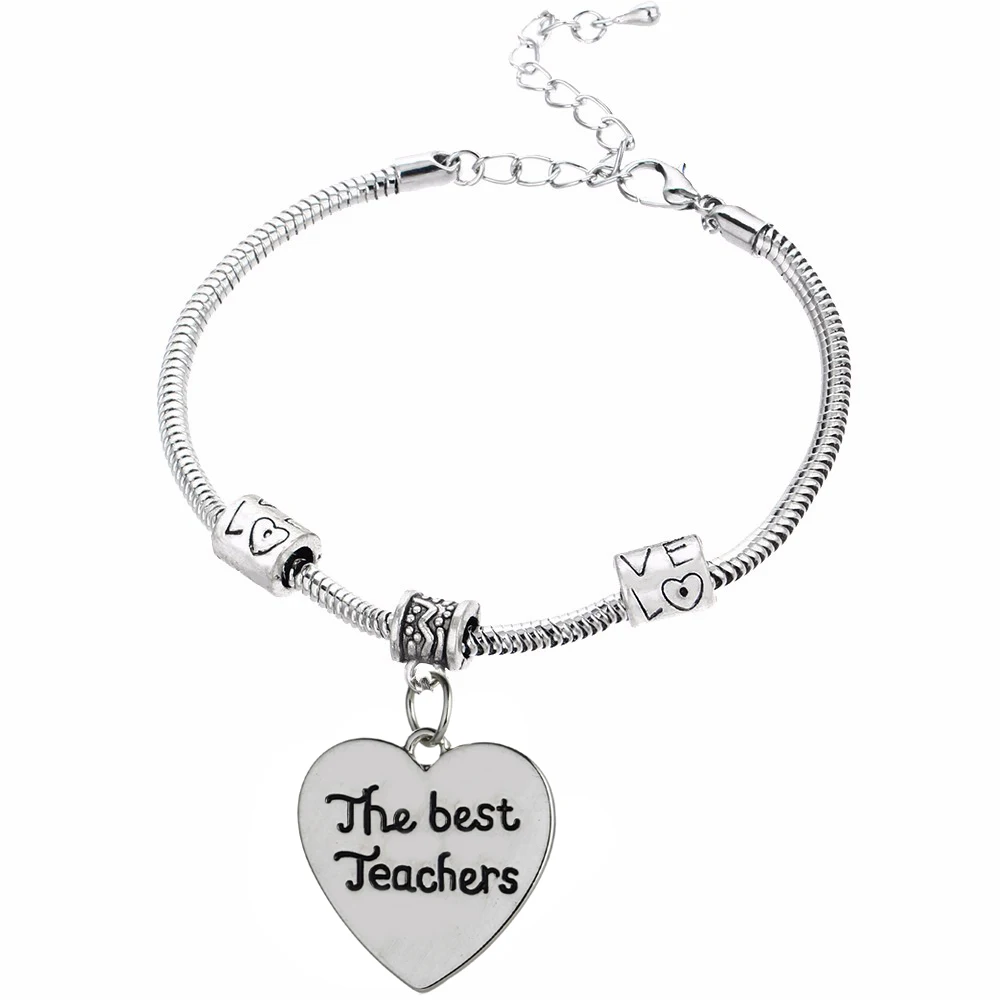 12 шт. браслеты для учителей лучших учителей сердце кулон Шарм браслет спасибо учителя подарок на День Благодарения для женских модных украшений бусы