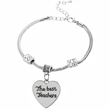 12 шт. браслеты для учителей лучших учителей сердце кулон Шарм браслет спасибо учителя подарок на День Благодарения для женских модных украшений бусы