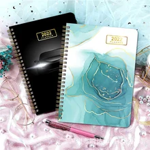 

2022 English A5 Schedule Golden Coil Notebook Creative Flower Pattern Planner Reminder Timetable Dates Diary Planner Notebook